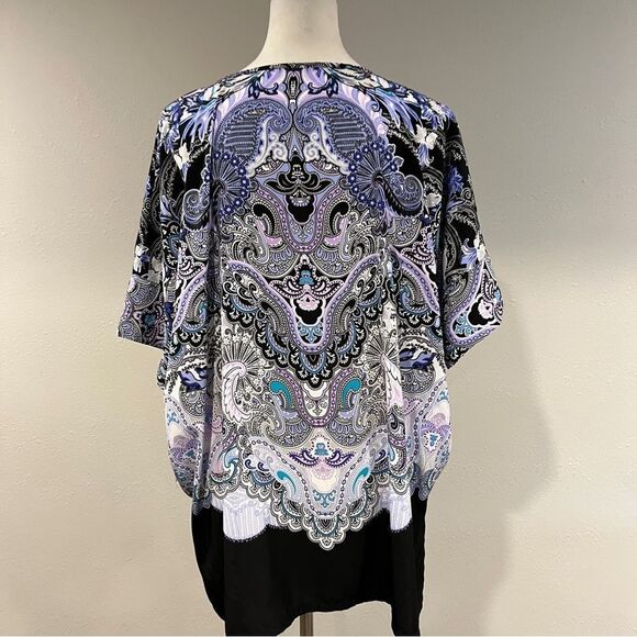 Dana Buchman short sleeves Paisley print blouse size large - Picture 5 of 12